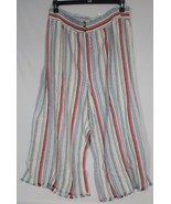 Women&#39;s Striped Elastic Waist Ultra Wide Leg Linen Pants Multicolor Size... - $37.01 CAD