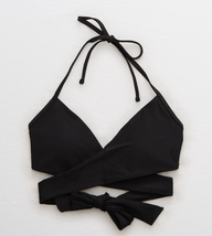 Aerie Wrap Halter Bikini Top Black Size Small - £18.18 GBP