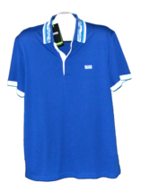 Boss Hugo Boss Blue White Trim Logo Cotton Polo MEN&#39;S T-Shirt Size 2XL - $92.27