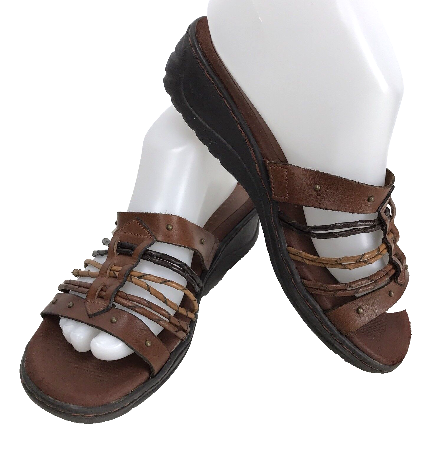 Primary image for Classic Elements Rachel Slip-on Sandals Size 7M Brown Leather Straps