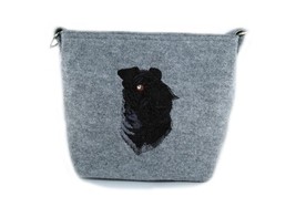 Kerry Blue Terrier,Felt, gray bag, Shoulder bag with dog, Handbag, Pouch - $39.99