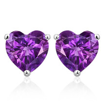 6MM Heart Amethyst Earrings in Sterling Silver - $716.53 MXN