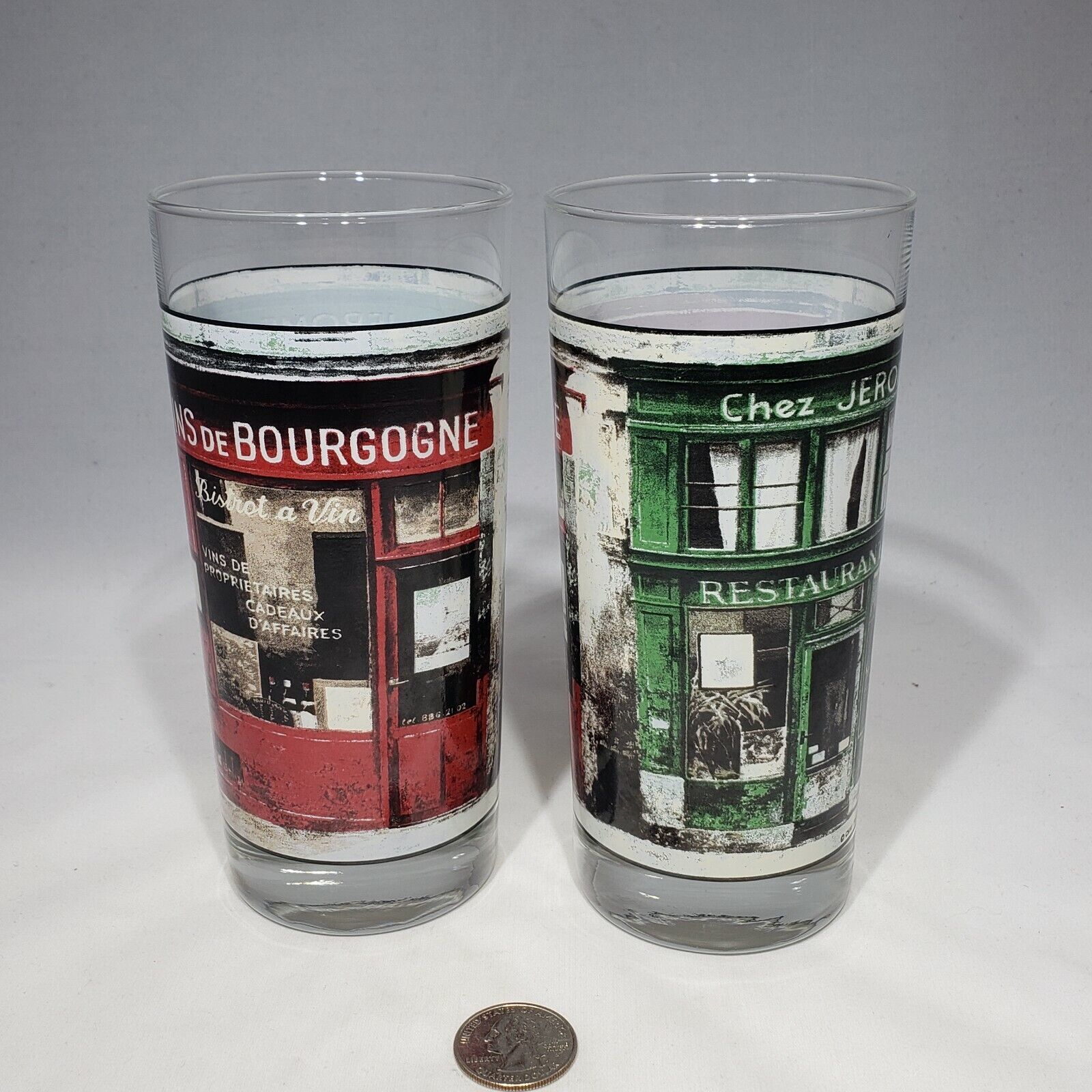 Set of 2 French Storefronts Tumbler Glasses The Sakura Table by Chiu Tak Hak - £13.53 GBP