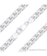 4mm Rombo Italian Chain Double-Curb Link Solid .925 Italy Sterling Silve... - $60.40 CAD+