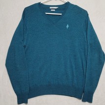 Peter Millar Mens Merino Wool Sweater Sz L Blue Long Sleeve V-Neck Pull ... - $24.87