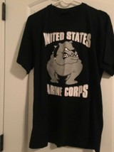 Adult Bulldog Print T-Shirt United States Marine Corps Shirt Size Large Black - £24.94 GBP