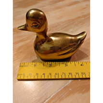 Vintage Brass Figurine Gold Duck Size 4 Inch Animal Home Decoration Paperweight - £9.51 GBP