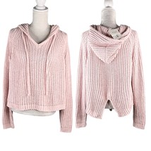 Miracle Sweater M/L Pink Hooded Drawstring Super Soft Crop New - $30.00
