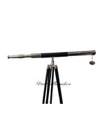 Brass Leather Chrome Finish Telescope on Adjustable Tripod - Nautical Sp... - $295.00