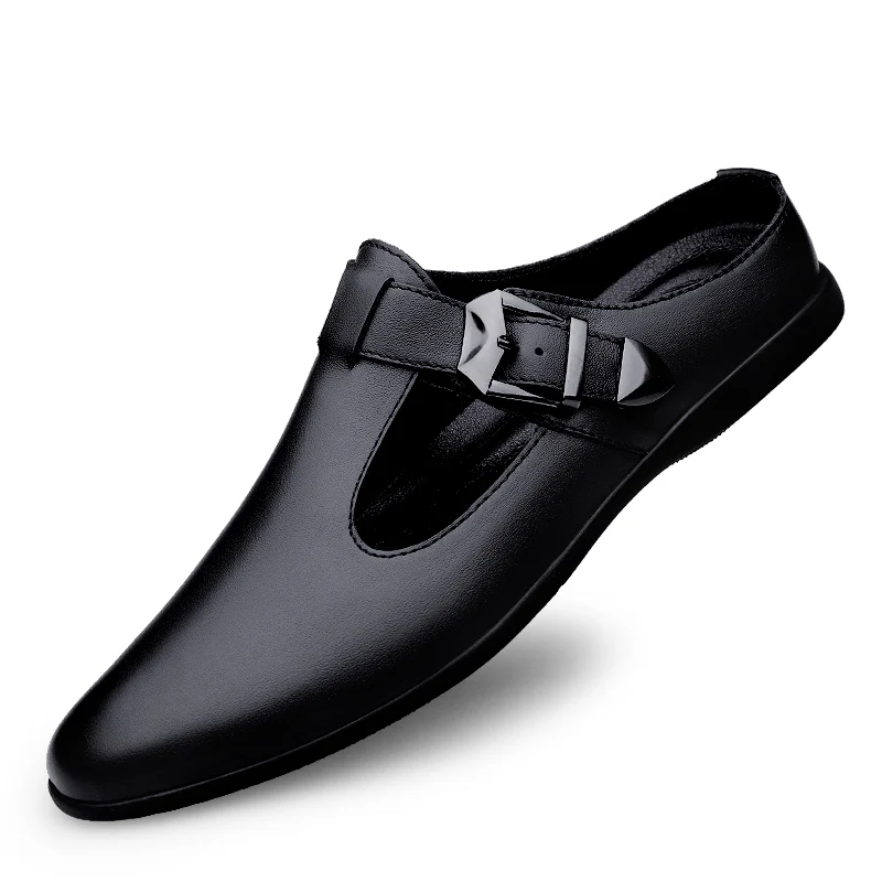 Luxury Designer Summer Flats Mules Half Shoes For Men Casual Shoes Backl... - $71.23