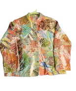 Chicos Sz 2 Large Patchwork Art To Wear Artsy Embroidered 3D Textured Ja... - $462.61 MXN