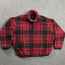 Chaps 1/4 Zip Pullover Womens Medium Red Plaid Fleece Sweatshirt Polyester - $27.90 CAD