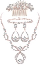 Crystal Bridal Jewelry Set for Prom Wedding Bride Bridesmaids Vintage Rhinestone - £23.84 GBP