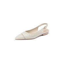 Natural Genuine Leather Slingback Shoes Pointed Toe Flats Shoes Buckle Strap Cut - £73.15 GBP