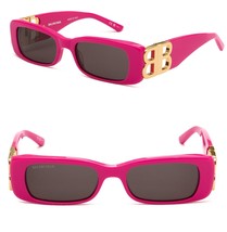 Balenciaga Dynasty 0096 Pink Gold 007 Fashion Bb Logo Narrow Sunglasses BB0096S - £307.83 GBP