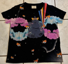Jazmin Chebar Black Multicolor Buda print 100% Cotton T-Shirt Size 3(USM... - $21.98