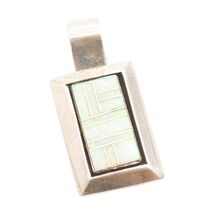 925 Sterling Silver Vintage Pendant NAVAJO Fire Opal Geometric Inlay  PT... - $148.75