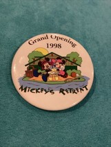 Vintage Disney Mickey's Retreat 1998 Grand Opening Collectible Round Button  - $12.87