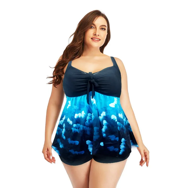 1 new plus size 8xl two piece swimsuit women boxer tankini print vintage big large size thumb200