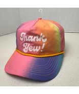 Thank Yew! Rainbow Tie Dye Hat Novelty Rope Accent Snapback Cap - $35.54 CAD
