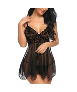 Sexy Lingerie Women Silk Lace Sleeveless Babydoll V neck Nightdress Nigh... - £12.02 GBP