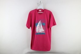 Vtg 80s Streetwear Mens Large Spell Out Puerto Rico Sailboat T-Shirt Pink USA - £33.28 GBP