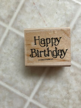 Stampin&#39; Up! Happy birthday Outlined Print 1996 Rubber Stamp Wood #J51 - £7.30 GBP