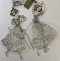 Seasons of Cannon Falls Ornaments  Set of 2 Porcelain Ballerina Christmas Tree  - £7.12 GBP