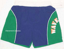 Boy Swim Shorts Bathing Trunks 4T NEW Green Blue Wave Rider White - £7.02 GBP