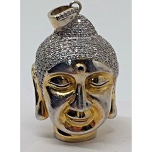 VINTAGE SOLID .999 PURE SILVER VERMEIL PAVED 2 CT  CZ BUDDHA PENDANT SKY - $100.99