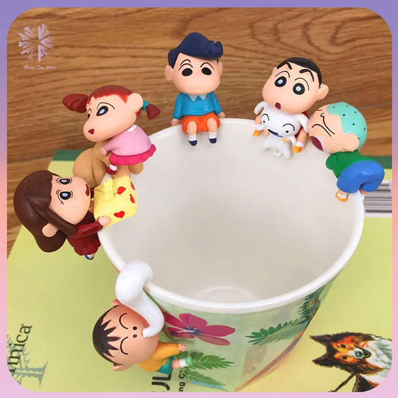 7 Pcs/Set Crayon Shin-Chan Anime Figures Nohara Shinnosuke Cup Hanging Q Version - £21.26 GBP