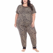 Honeydew Womens 2-Piece Jersey Pajama Jogger Lounge Set,Natural Leopard,Large - $32.67