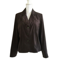 Requirements Womens Size L Brown Faux Suede Like Button Front Career Jacket - £13.09 GBP