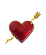 Vintage AVON Red Enamel Puffy Heart Gold Tone Arrow Valentine&#39;s Day Broo... - $9.49