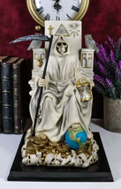 Ebros White Robe Santa Muerte Holy Seated On Throne with Scythe Statue 10.5&quot;H - $56.99