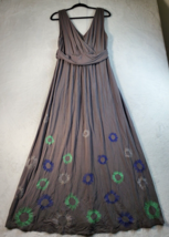 Boden Fit &amp; Flare Dress Womens Size 14 Gray Knit Viscose Sleeveless Wrap V Neck - £17.52 GBP