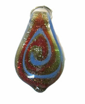 Acrylic Lampwork-esque Leaf Drop Necklace Pendant Copper &amp; Blue Glitter - £3.95 GBP