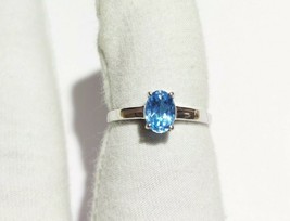 Sterling Silver Swiss Blue Topaz Ring 1.1 Ct Natural - £32.29 GBP