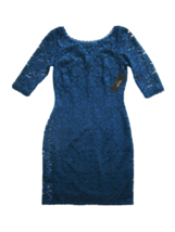 NWT Laundry by Shelli Segal Petite Poseidon Blue Elbow Sleeve Lace Dress 4P - £10.87 GBP