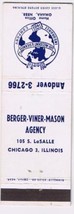 Matchbook Cover Berger Viner Mason Agency LaSalle Chicago Illinois - £0.76 GBP