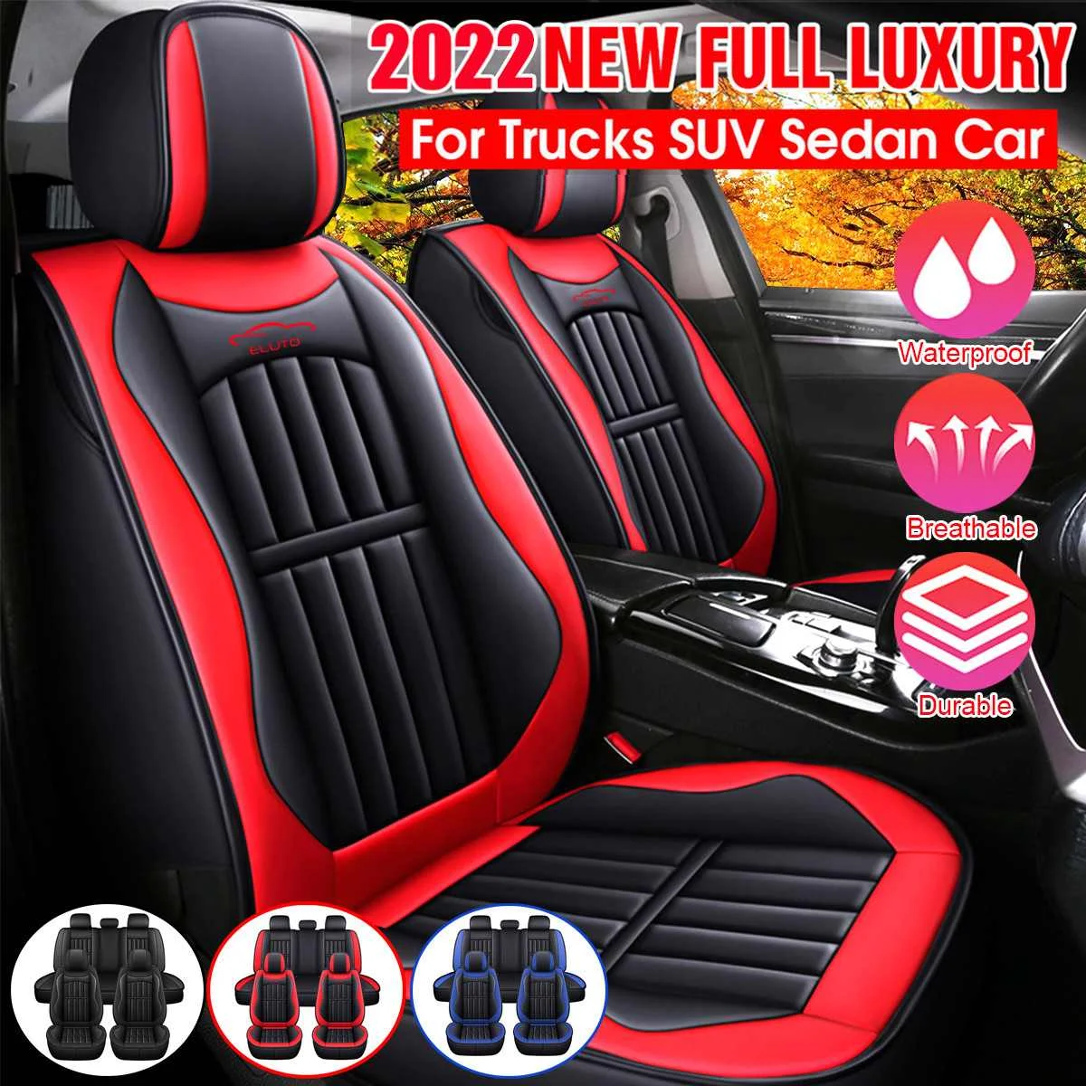 11PCS 5 Seats Car Seat Covers Automobiles Seat Covers Protector Cushion Deluxe - £34.63 GBP+