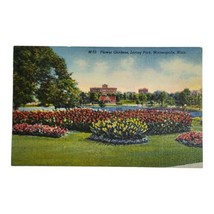 Loring Park, Minneapolis Minnesota Flower Gardens VTG Linen M-73 Postcard - £6.86 GBP