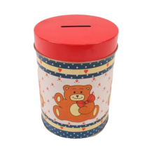 Vintage 1988 Giftco Inc Collectible Teddy Bear Metal Piggy Bank Tin Cont... - $6.99