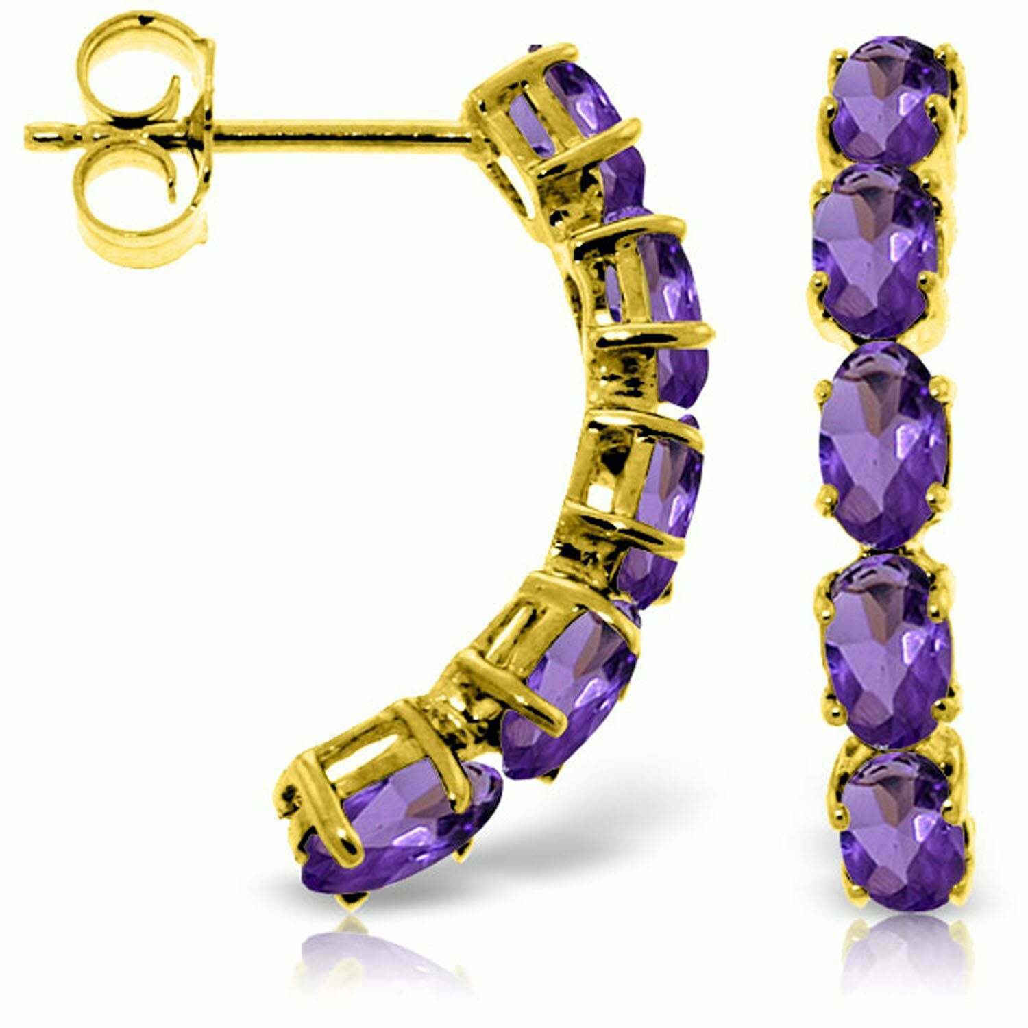 2.50 Carat 14K Solid Yellow Gold Natural Amethyst Gemstone Elegant Stud Earrings - $377.92