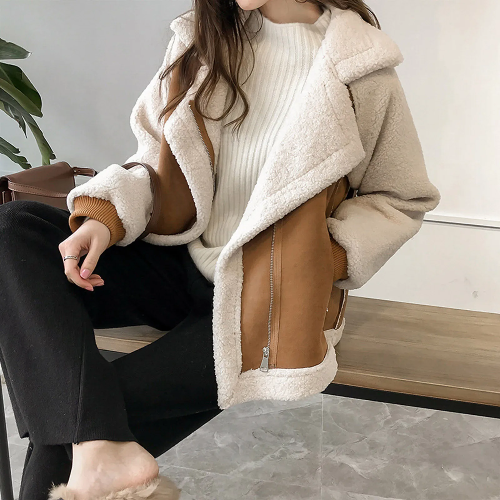 Autumn Winter Women&#39;s Coats 2023 New Casual Patchwork Outerwear Harem Ko... - $70.00