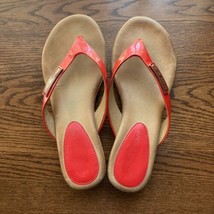 Antonio Melani Thong Sandal Womens 7 Red Patent Leather Cork Wedge Flip ... - $16.54