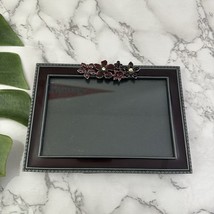 AXCo Vintage Y2k Enamel Picture Frame Dark Burgundy Purple Floral Pewter - $516.16 MXN