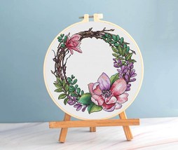 Anemone wreath cross stitch pattern pdf - Floral Round cross stitch embroidery - £7.04 GBP