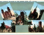 Multiview Catholic Churches Border Cities Ontario Canada UNP WB Postcard... - $9.85