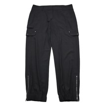 Cache Pants Womens 8 Black Ankle Zip Cargo Pocket Hook Eye Stretch Mid Rise - £20.29 GBP
